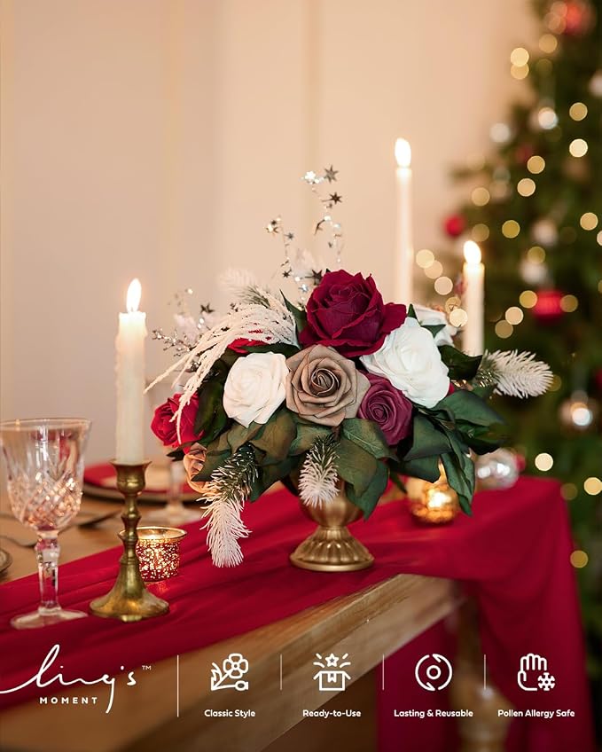 Ling's Moment 14Ft Red Table Runner, Wedding Sheer Chiffon Table Runners | - Image 4