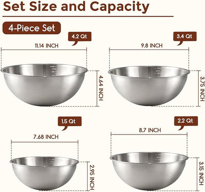 Gronivex Stainless Steel Mixing Bowls Set, 4-Piece | Food-Grade Metal, - Image 2