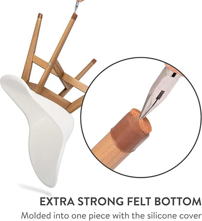 Aneaseit Chair Leg Floor Protectors - 16 pcs Brown - Felt Bottom Silicone Pads for Hardwood Floors & Furniture Feet - Rubber Caps for Chairs - Large