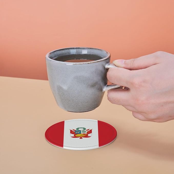 6 Pack Peru Flag Leather Coaster - Image 7