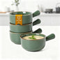 MONITO 16 Oz French Onion Soup Bowls, Ceramic Soup Bowls with Handles, Stackable Soup Crocks Oven Safe for Chili, Beef Stew, Cereal,Casseroles Microwave & Dishwasher Safe, Set of 4, Forest Green