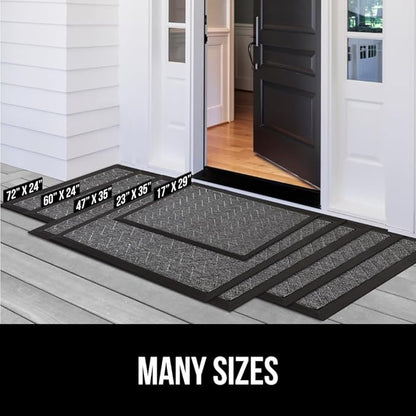 GORILLA GRIP 100% Waterproof All-Season WeatherMax Doormat 35x23, US Designed Natural Rubber, Stain and Fade Resistant, Low Profile Indoor Outdoor Door Mats, Easy Clean Patio Mat, Midnight Maze