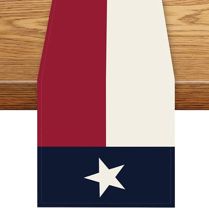 Texas Western Star Table Runner, Rustic Farmhouse Green Wooden Barn Plank by Unknown