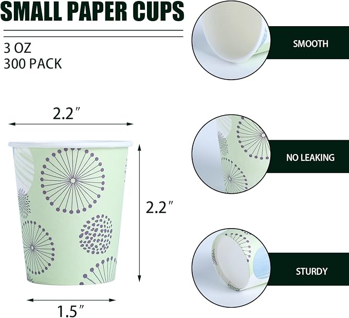 Clawsoff 300 Pack 3 oz Paper Cups Small Disposable Mouthwash Bathroom Cups | - Image 2