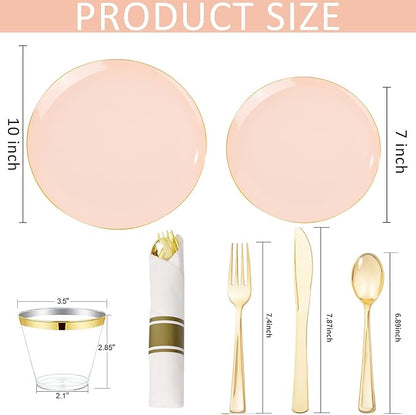 KIRE 175PCS Pink Plates Disposable - Image 7
