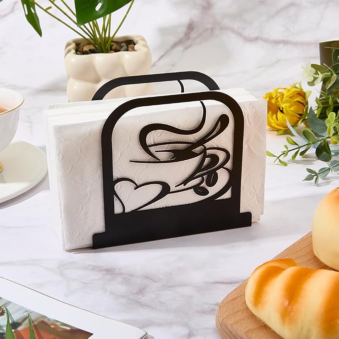 CRASPIRE Coffee Standing Napkin Holder Table Napkins Dispenser Black Metal - Image 4