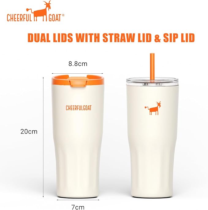 CHEERFUL GOAT Ceramic Lined Coffee Travel Mug – Stainless Steel Travel Coffee - Image 3