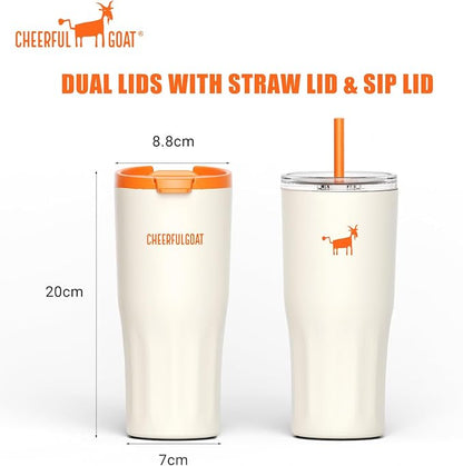 CHEERFUL GOAT Ceramic Lined Coffee Travel Mug – Stainless Steel Travel Coffee - Image 3