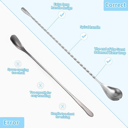 2 Pcs 12 Inch Bar Mixing Spoon Cocktail Spoon Stainless Steel Bar Long Spoon - Image 3