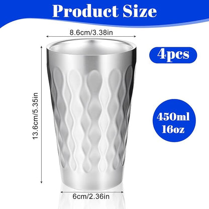 JIEYAO 4 Pack Stainless Steel Cups, 16oz Double Wall Insulated Tumblers - Image 2