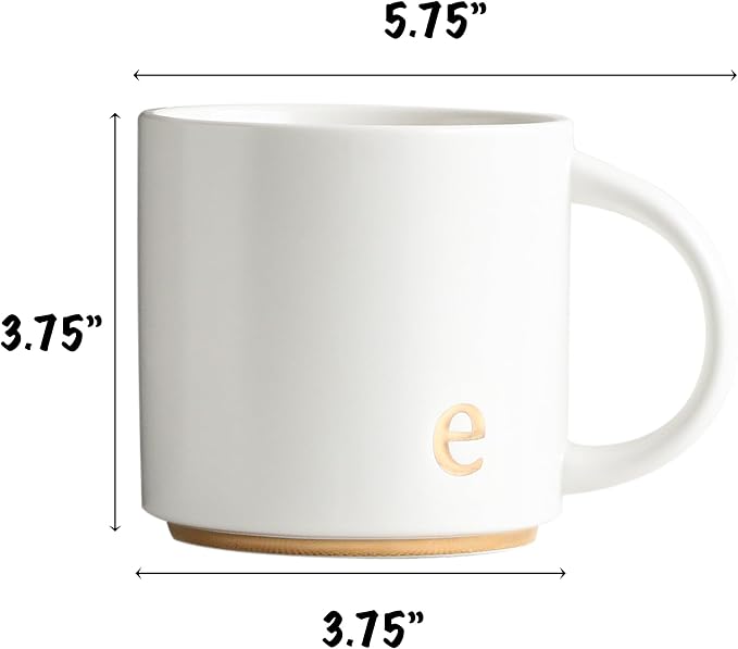 COLLECTIVE HOME Ceramic Coffee Mug, 15 oz Monogram Cup - Image 2