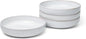 Junko Pasta Bowls Set of 4, 8.3 inch with High Edge Dish Set-Microwave and Dishwasher Safe, Scratch Resistant, Modern Dinnerware- Bowls for Kitchen. Perfect as Salad Bowls (Snow)