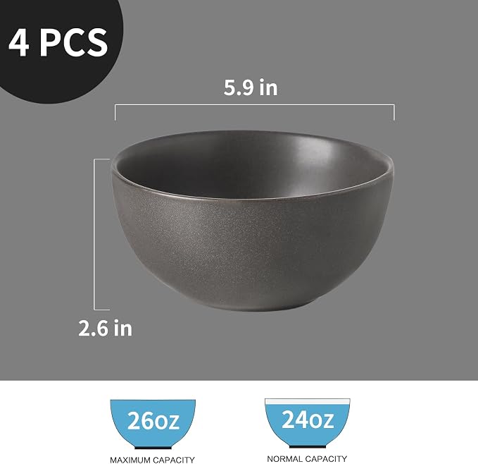 Cereal Bowls, 24 oz Soup Bowls Set of 4, Ceramic Bowls Set - Image 6