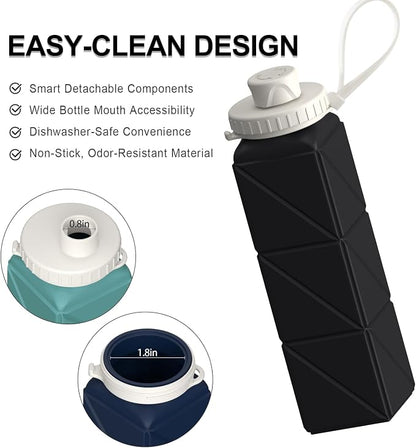 BEAUTAIL Collapsible Water Bottles 21oz/610mL, Silicone Travel Water Bottle | - Image 5