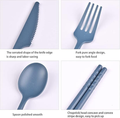 Travel Utensils with Case, Camping Reusable Utensils Set with Case | Plastic - Image 3