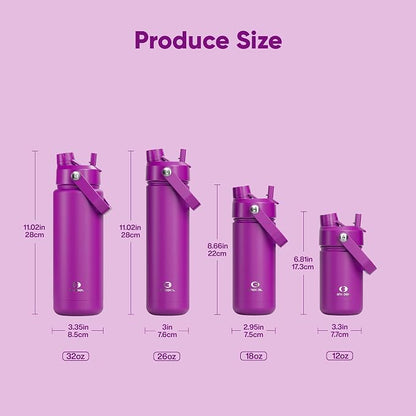 Kids Insulated Water Bottle - 12oz Stainless Steel Water Bottle with Dual Spouts - Image 6