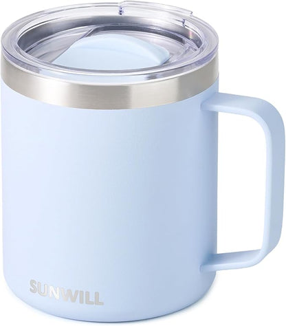 SUNWILL Insulated Coffee Mug, Stainless Steel 14 oz, Splash-Proof Lid | Keeps by SUNWILL