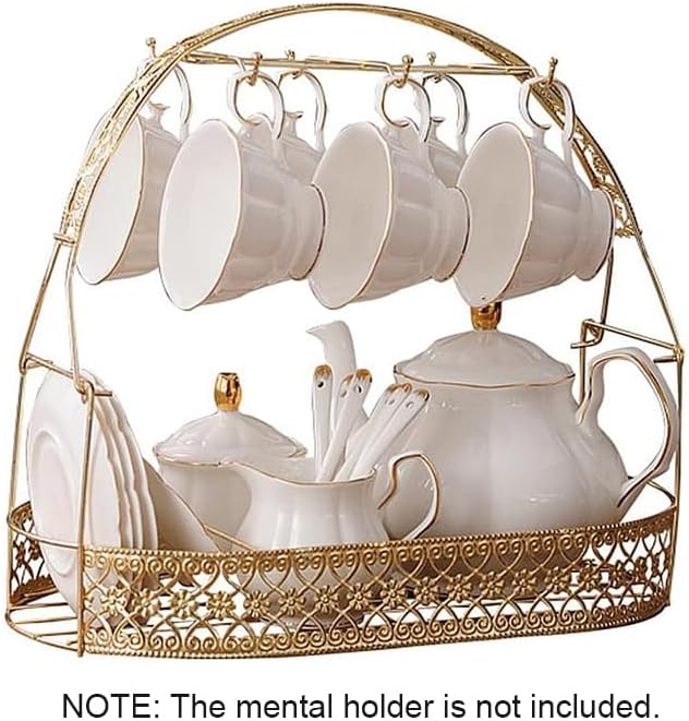 fanquare 15 Pieces Simple White English Ceramic Tea Sets, Tea Pot, Bone China - Image 7