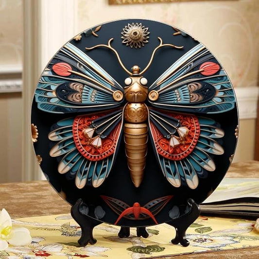 Insects 10-inch Ceramic Plate Perfect for Tabletop Display & Wall Decor with Stand DP-599120086