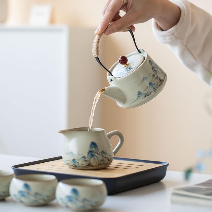 Chinese Gongfu Tea Set, 7-Piece Ceramic Set - Image 6