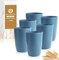 16oz Plastic Drinking Glasses, Wheat Straw Cups Set of 6 by BUSOKIP
