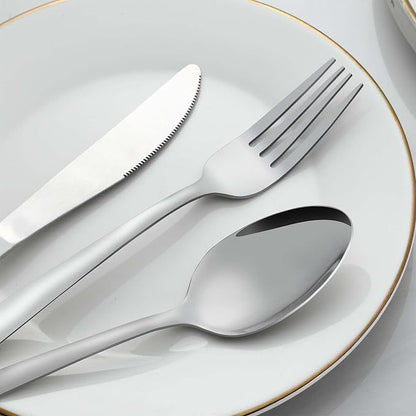 24 Pcs Forks and Spoons Silverware Set, Food Grade Stainless Steel Flatware - Image 3