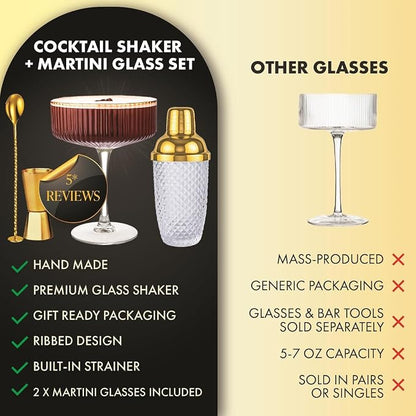 VEMACITY - Luxury Espresso Martini Gifts | Gold Cocktail Shaker Set + 2 - Image 8