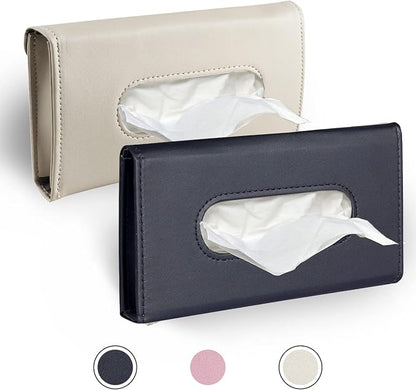 Car Tissue Holder, 2 Pack Sun Visor Napkin Holder, Premium PU Leather, Car Mask by Langmeil