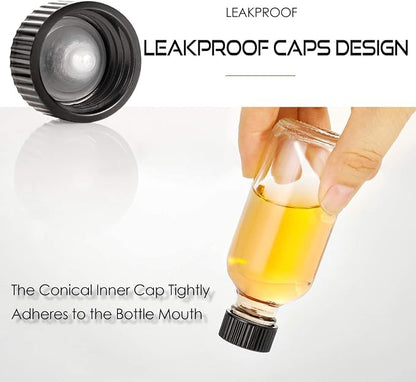 36 Pack, 2 oz Small Clear Glass Bottles w/Lid & 6 Stainless Steel Funnels - - Image 4