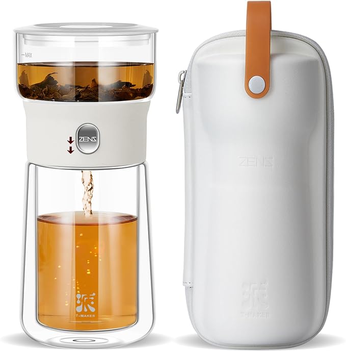 ZENS Modern Glass Infuser Pot, One Touch Tea Maker by ZENSLIFESTYLE