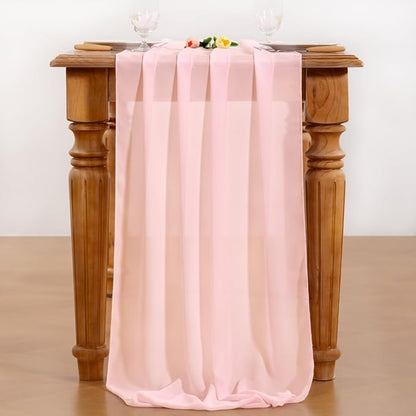 Pink Chiffon Table Runner Summer Boho Wedding Birthday Party Decor | 10ft - Image 5