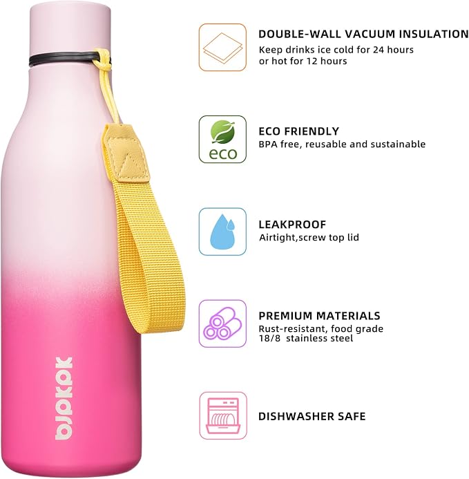 BJPKPK 18oz Insulated Water Bottle, Stainless Steel Bottle - Image 2