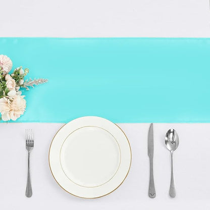 4-Pack Turquoise Satin Table Runner 12 x 108 Inch Long Bright and Smooth Silk - Image 2