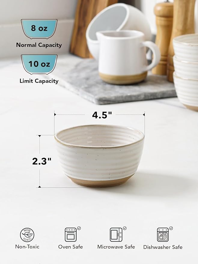 LE TAUCI Small Bowls 10 oz, Ice Cream Bowl, Ceramic Stoneware Bowl, Bowls Set - Image 4
