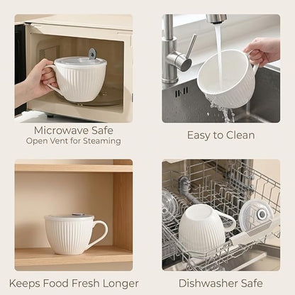 24oz Soup Mug with Handle & Lid, Microwave Soup Bowl/Cup, Ice Cream and - Image 5