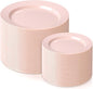 FLOWERCAT 200PCS Pink Plastic Plates Disposable Plates for Party - Heavy Duty Plastic Plates - 100 10" Pink Dinner Plates and 100 7" Pink Salad Plates for Weddings, Easter Parties,Mother's Day