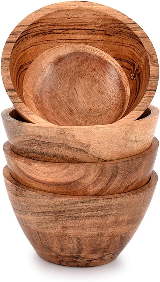 Acacia Wood Bowl Sets of 4 for Kitchen Meal Party and Nuts - Image 2