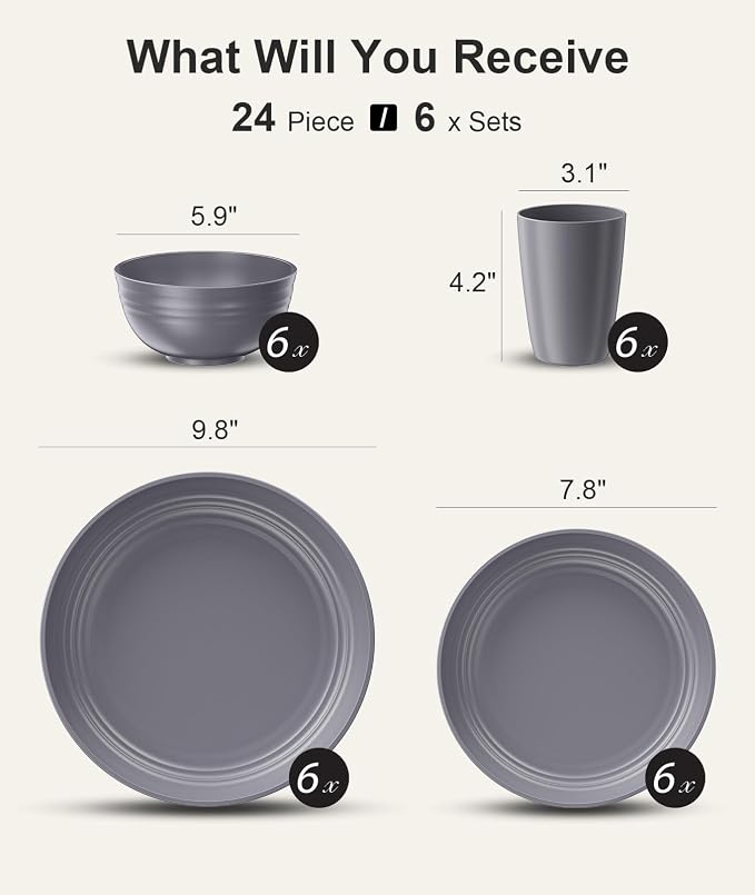 Quatish 24 Piece Plates and Bowls Sets - Image 5