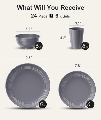 Quatish 24 Piece Plates and Bowls Sets - Image 5
