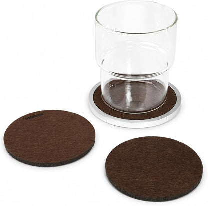 Brown Metal Coaster Set, Replaceable Absorbent Felt Pads, Non-Slip by Unknown