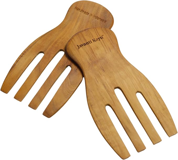 Teak Wooden Salad Hands – Premium Handmade Salad Servers & Stirrers – Solid by Unknown