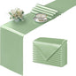 Manyshofu Sage Green Satin Table Runner 12x108 by Manyshofu