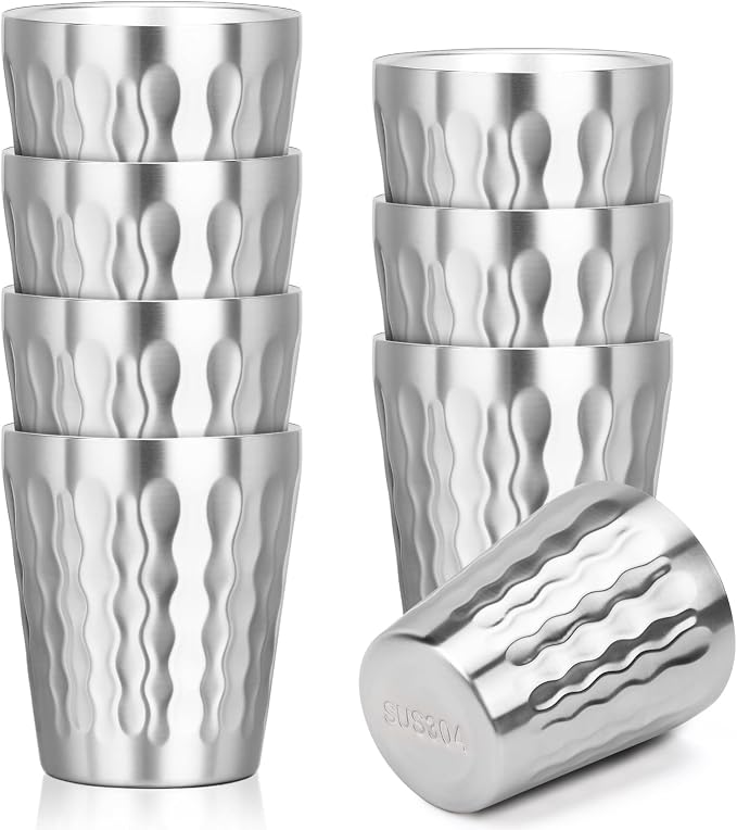 Stainless Cups, 10 oz Insulated Tumbler, 8 Pack Double Wall Unbreakable by Offiper