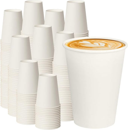 12 oz White Paper Coffee Cups, Disposable Hot Cups by PACKINNO
