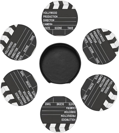 Movie Cinema Lapper Board Drinking Coasters PU Leather Coaster - Image 4