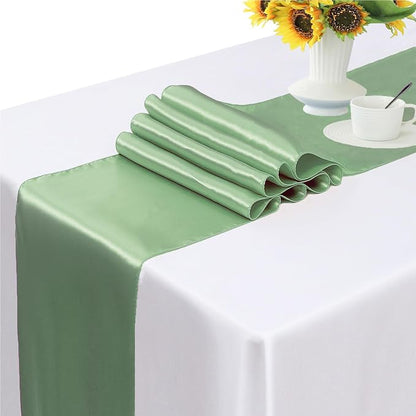 Satin Sage Green Table Runners 10 Pack - Image 2