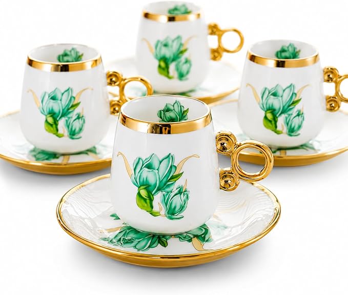 Porcelain Tea Cups and Saucers Set - Image 8