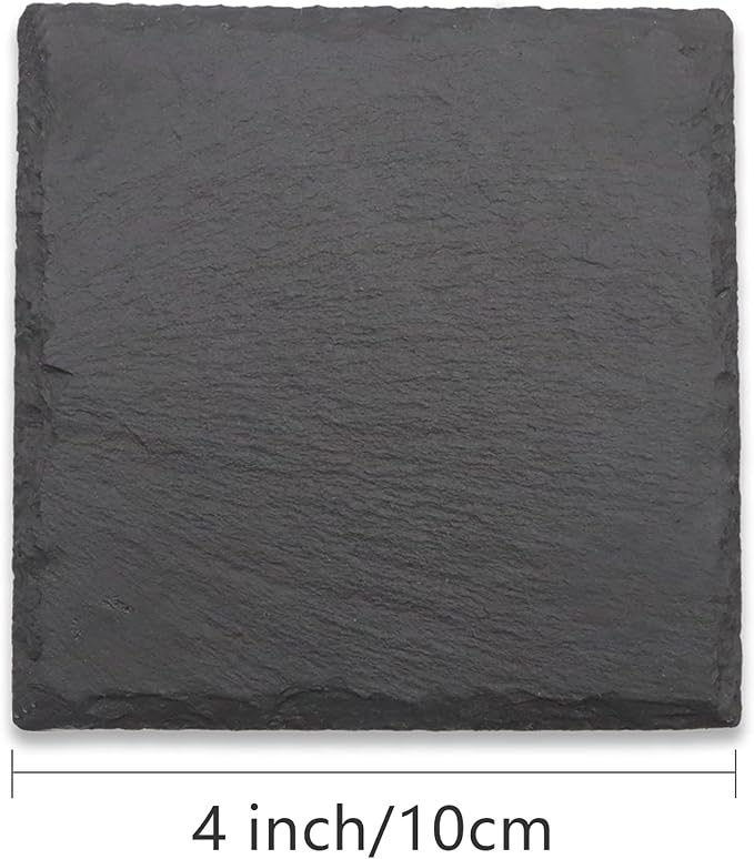 8 Pack 4 Inch Square Black Slate Coasters Set - Image 2