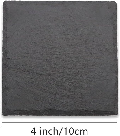 8 Pack 4 Inch Square Black Slate Coasters Set - Image 2