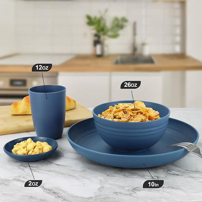 Wheat straw plates and bowls sets of 16 - Image 3